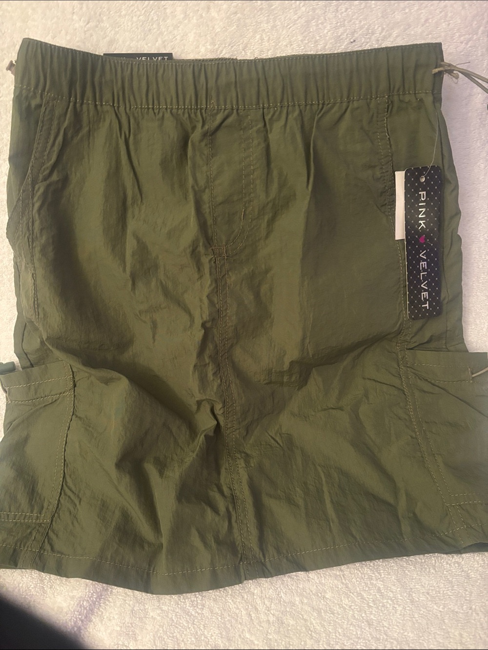 Girls Olive Green Cargo Mini Skirt